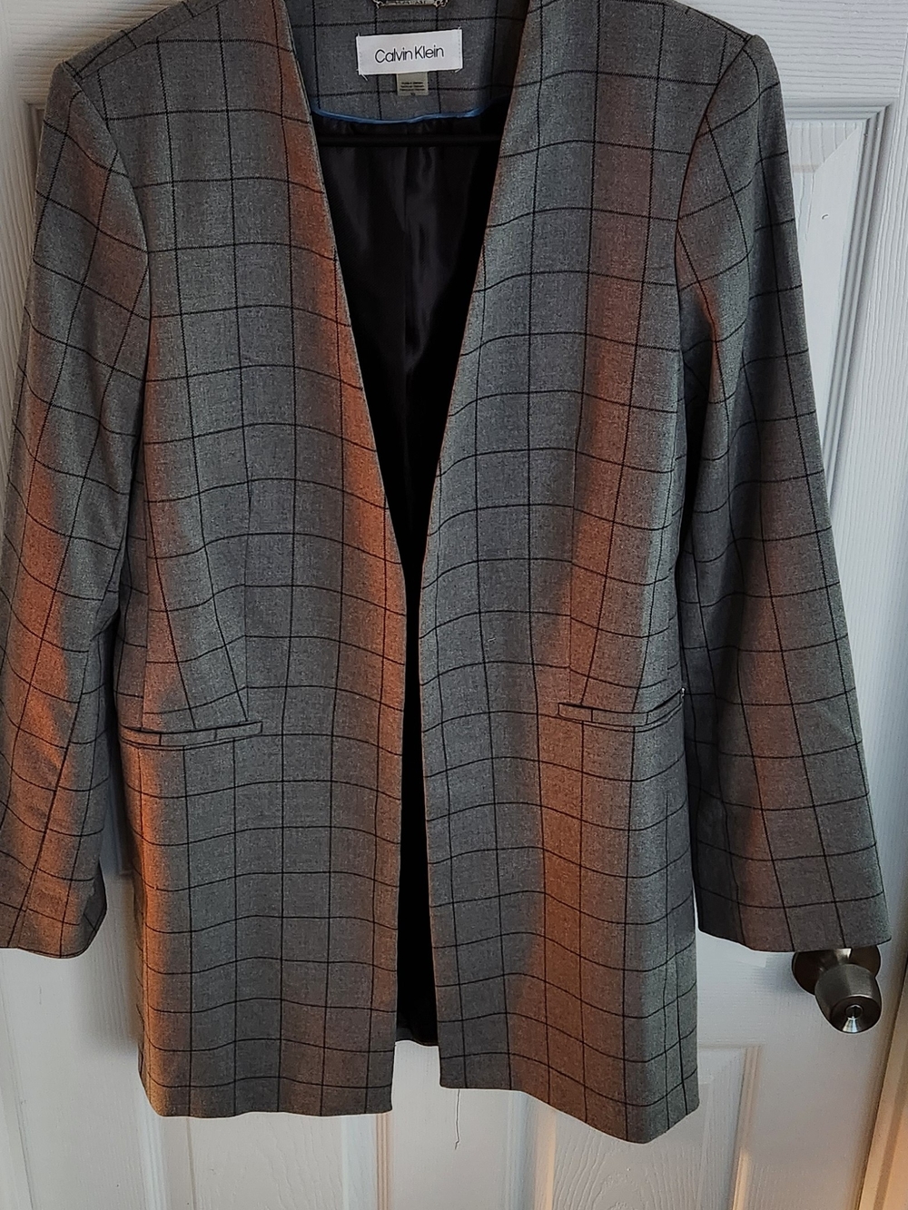 Calvin Klein Gray Windowpane Blazer
